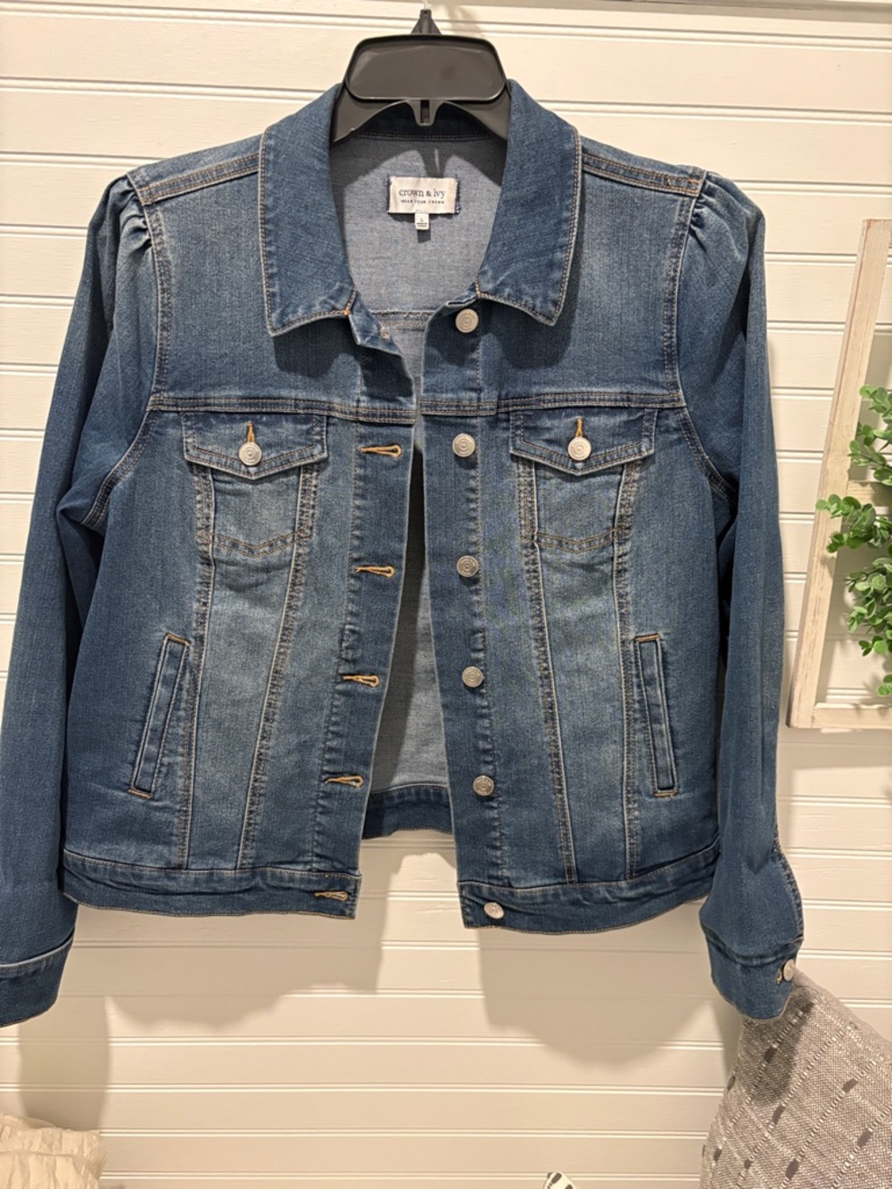 crown & ivy Classic Blue Denim Jacket with Button Front - Picture 7 of 7
